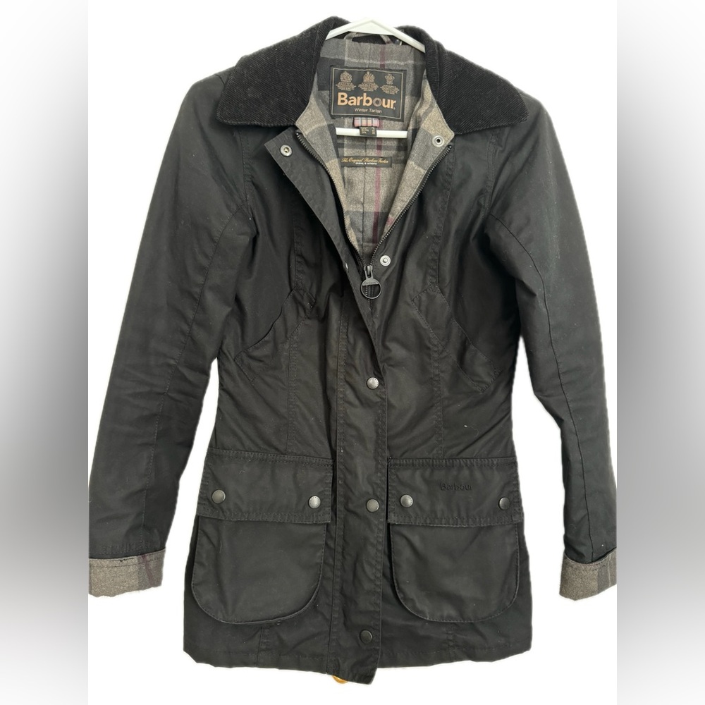Barbour Straiton Wax Jacket Black Size 4